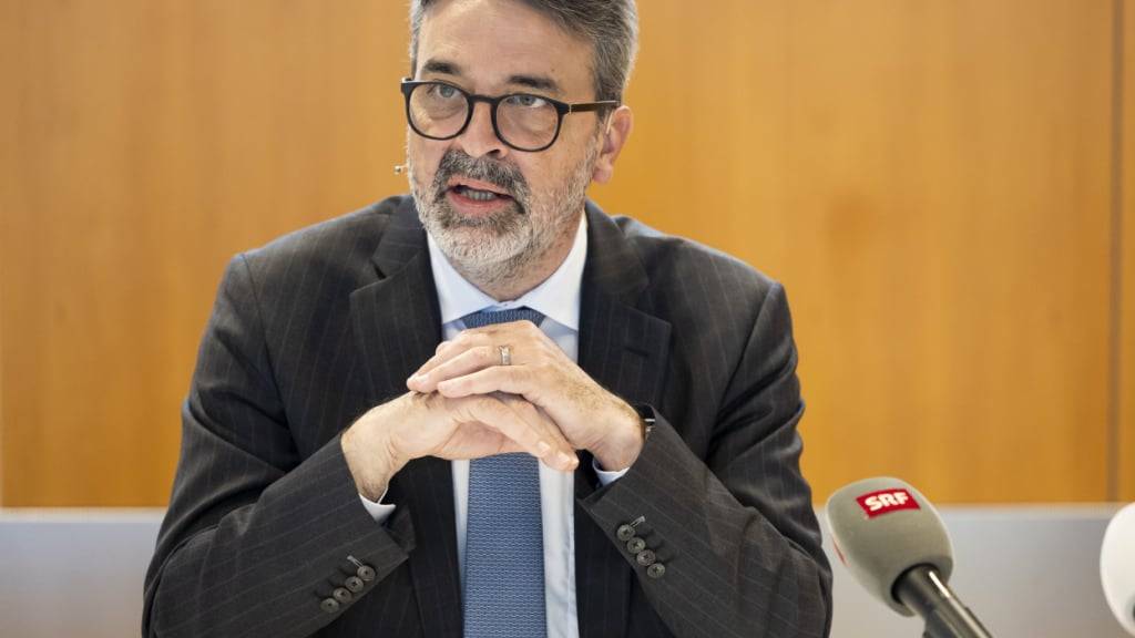 Urban Angehrn an einer Medienkonferenz der Finma im 2023. (Archivaufnahme)