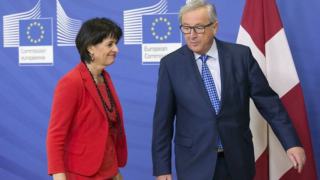 Im letzten April haben sich Bundespräsidentin Doris Leuthard und EU-Kommissionspräsident Jean-Claude Juncker in Brüssel getroffen. Am Donnerstag kommt Juncker nun nach Bern. (Archivbild)
