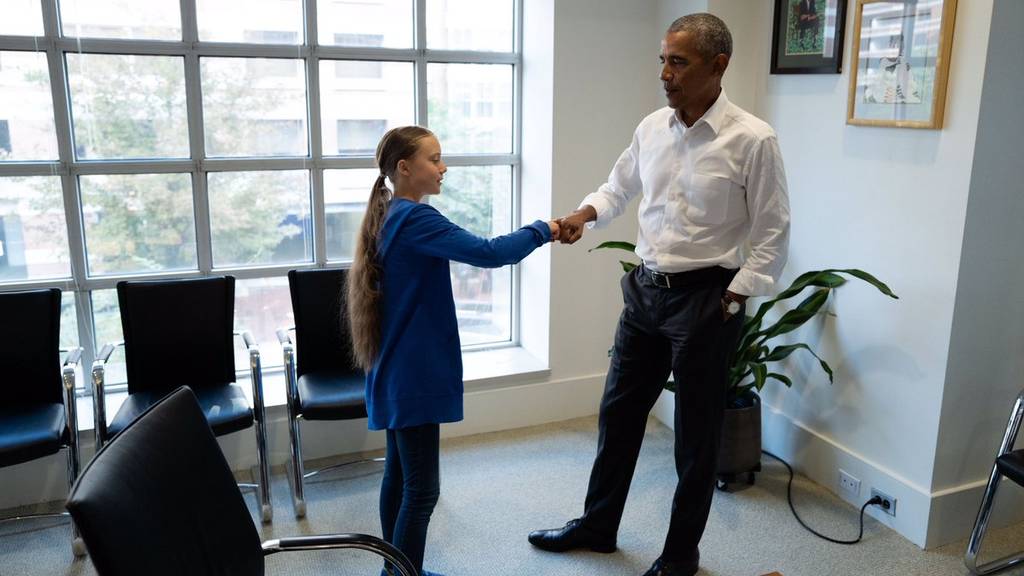 Greta trifft auf Obama 