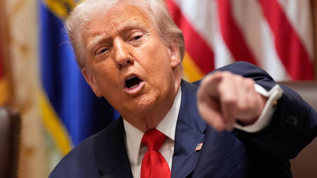 ARCHIV - US-Präsident Donald Trump beantwortet Fragen von Reportern während eines Treffens mit dem argentinischen Präsidenten Milei im Kabinettssaal des Weißen Hauses. Foto: Alex Brandon/AP/dpa