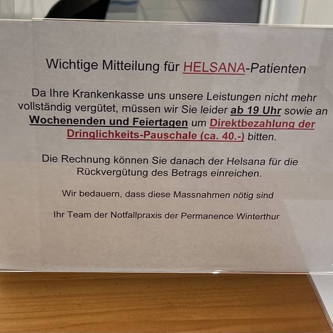 Patienten in Winterthurer Notfallpraxis müssen Geld lockermachen