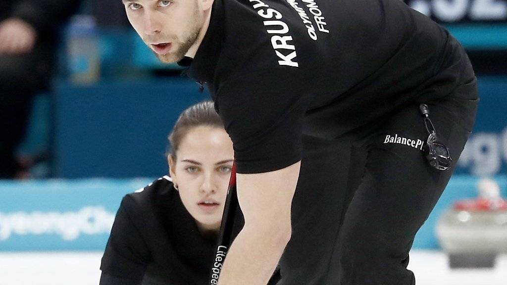 Der Russe Alexander Kruschelnizki gewann in Pyeongchang zusammen mit seiner Partnerin Anastasia Brysgalowa Bronze im Mixed-Curling