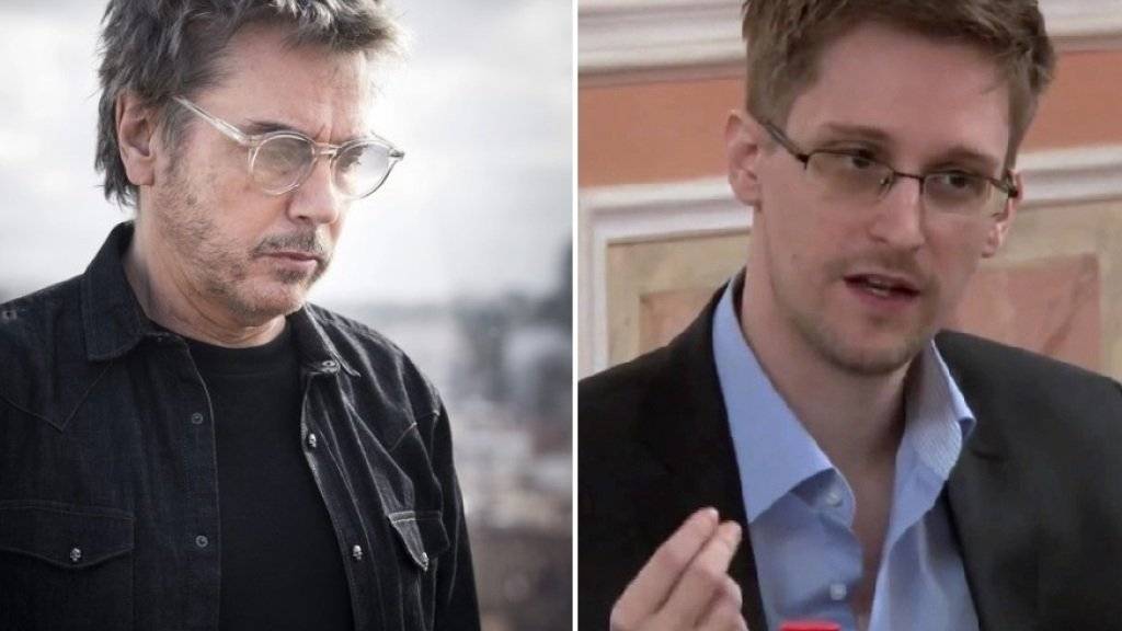 Whistleblower Edward Snowden (r) und Elektro-Musiker Jean-Michel Jarre (l) haben gemeinsam einen Track eingespielt. (Archivbilder)