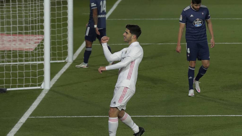 Real Madrids Stürmer Marco Asensio feiert beim 2:0-Sieg gegen Celta Vigo seinen ersten Saisontreffer