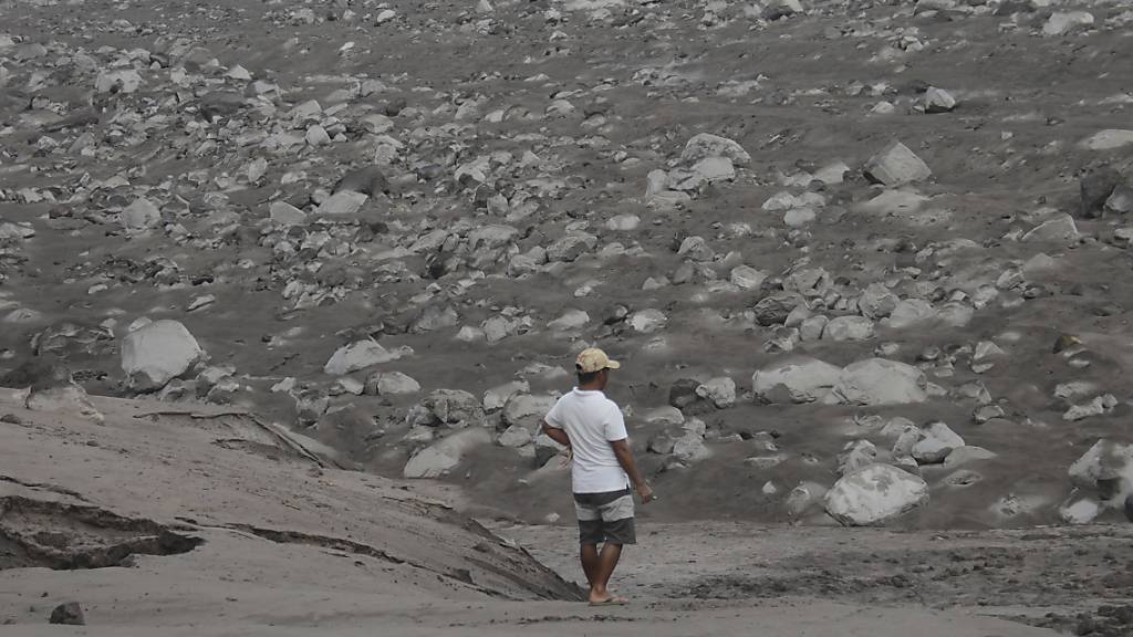 Ein von Asche bedecktes Gebiet am Fuße des Vulkans Semeru. Foto: Hendra Permana/AP/dpa