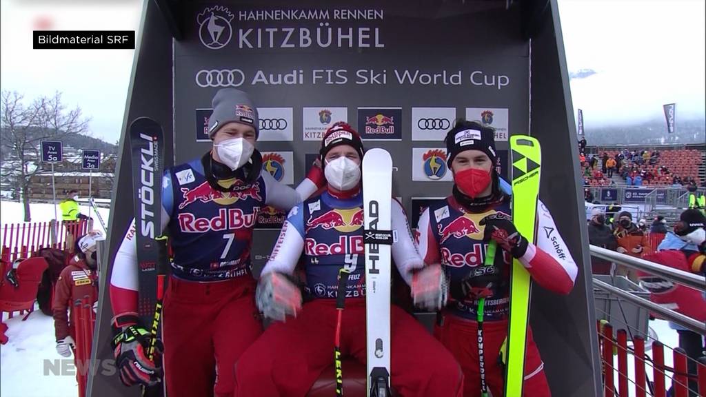 Doppelsieg beim Streif-Klassiker: Schweizer Duo Beat Feuz und Marco Odermatt jubelt in Kitzbühel