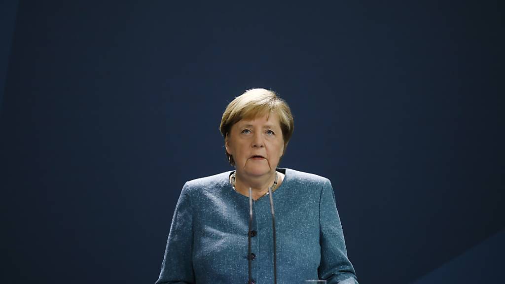 Bundeskanzlerin Angela Merkel (CDU) spricht im Kanzleramt vor den Medien während einer Erklärung zu den jüngsten Entwicklungen im Fall des russischen Regierungskritikers Nawalny. Foto: Markus Schreiber/AP POOL/dpa