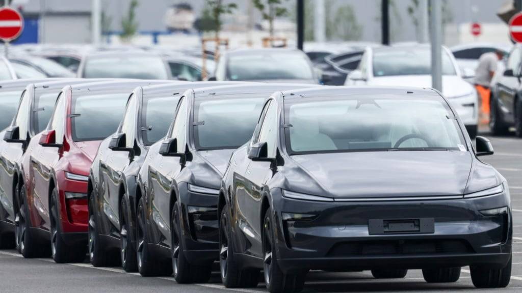 Tesla-Autos warten darauf, verkauft zu werden. (Archivbild)