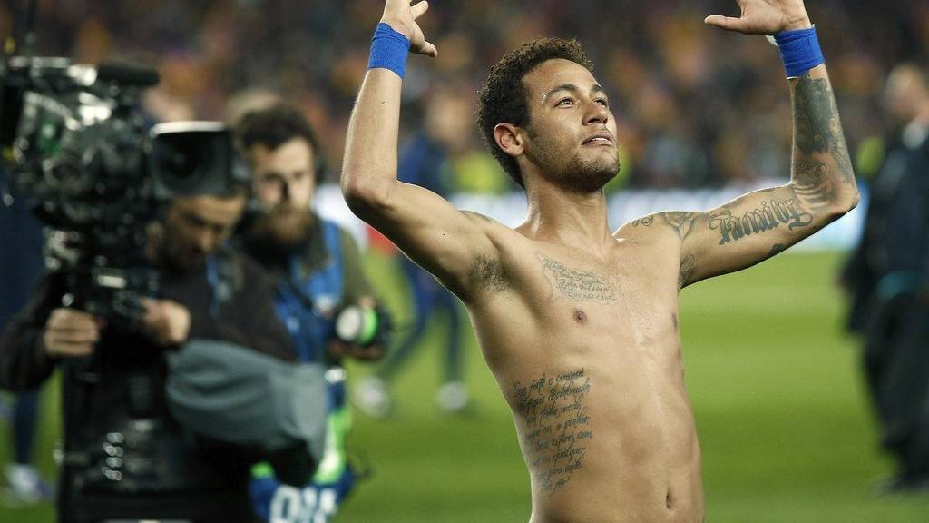 FC Barcelonas Neymar jubelt nach dem Sieg. EPA/Andreu Dalmau