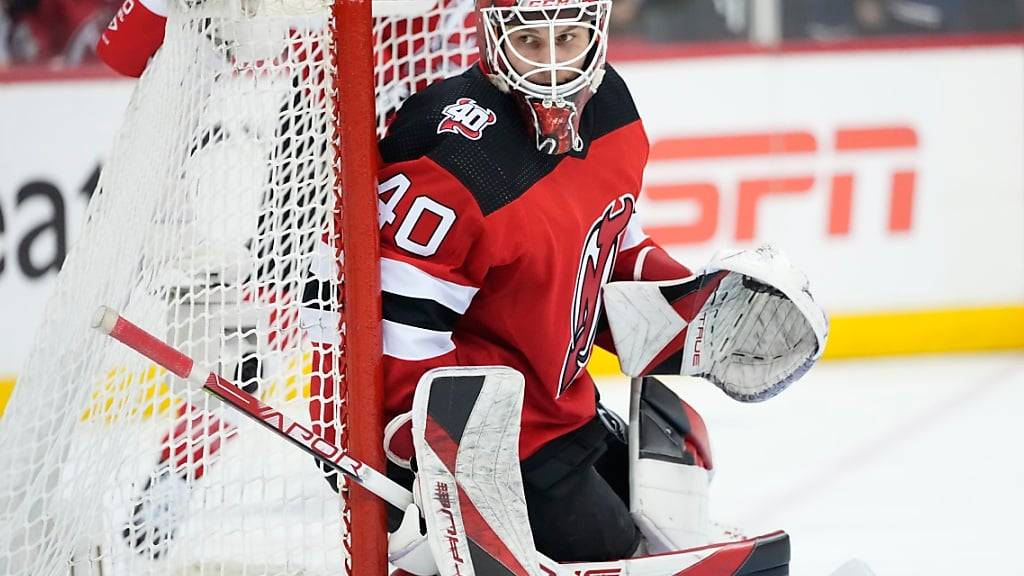 Schon wieder vorbei: Akira Schmid im Tor der New Jersey Devils