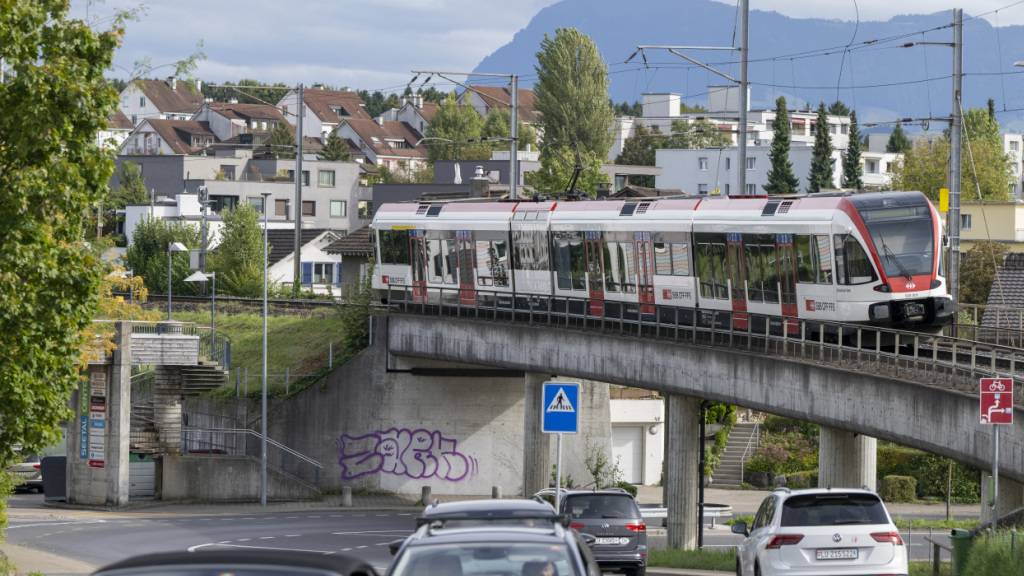 Ein Zug der SBB und Seetalbahn kurz vor dem Bahnhof im Dorfzentrum von Hochdorf. (Symbolbild)