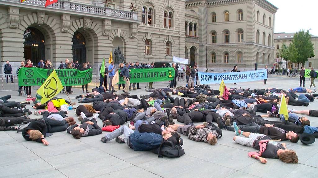 Radikale Klimaschützer demonstrieren vor dem Bundeshaus
