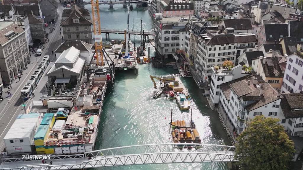 Baustopp wegen zu wenig Wasser bei der Zürcher Rathausbrücke