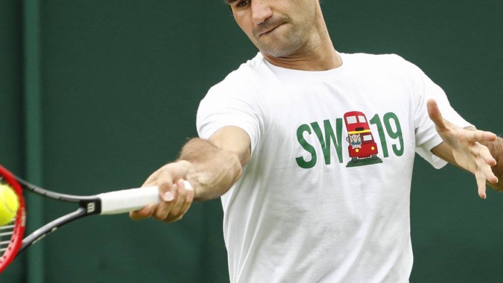 Roger Federer trainiert in Wimbledon