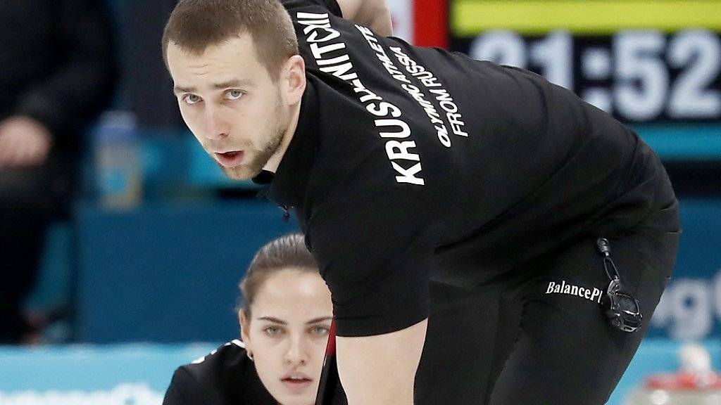 Steht unter Dopingverdacht: Der Russe Alexander Kruschelnizki, der in Pyeongchang zusammen mit seiner Partnerin Anastasia Brysgalowa im Mixed-Curling Bronze gewann.