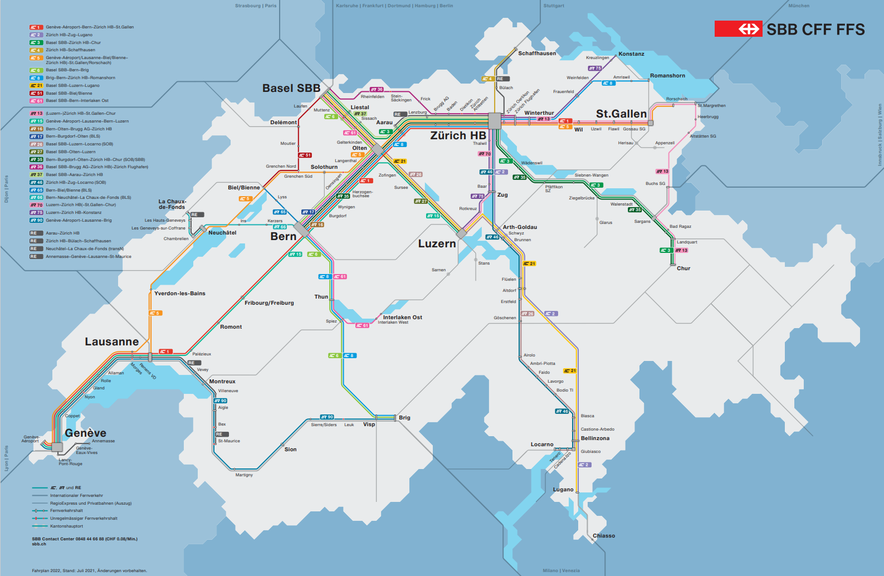 Liniennetz SBB-Fernverkehr