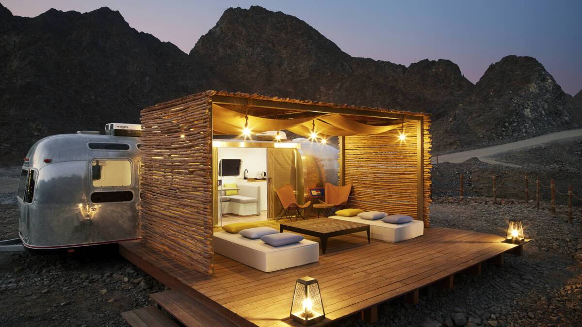 Das Wohnwagenhotel in der Wüstenoase Hatta.