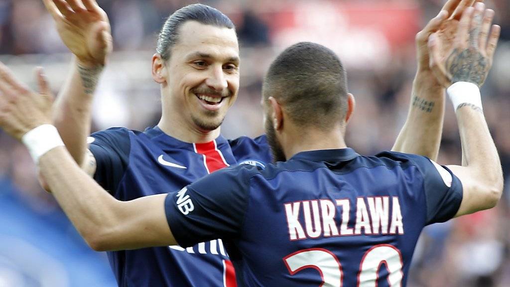 Mit Paris Saint-Germain nicht nur gegen Caen hoch überlegen: Zlatan Ibrahimovic (hinten)