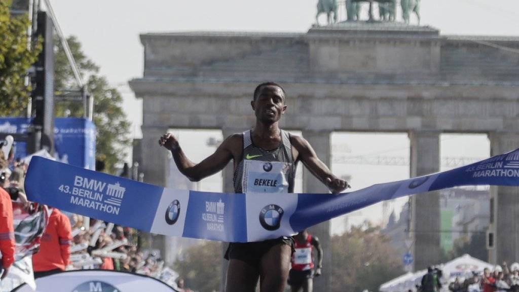 Der Äthiopier Kenenisa Bekele verpasste bei seinem Triumph in Berlin den Marathon-Weltrekord um lediglich sechs Sekunden