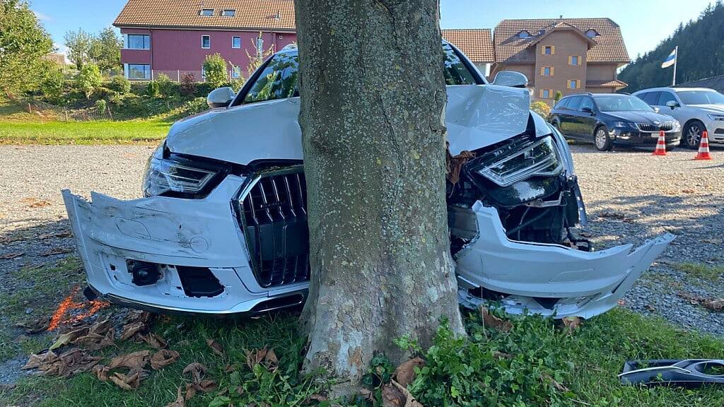 Der 83-jährige Autofahrer beschädigte auf einem Parkplatz in Risch ZG zuerst fünf Fahrzeuge und prallte daraufhin in einen Baum.