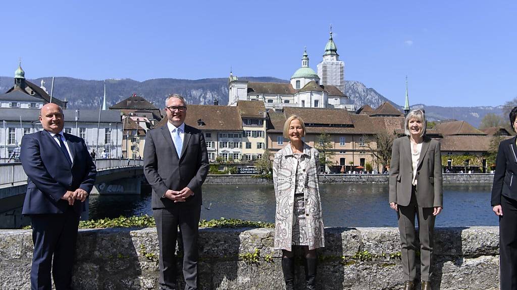 FDP-Regierungsrat und Ständeratskandidat Remo Ankli (2. von links) auf einem Regierungsratsbild von 2021. (Archivbild)