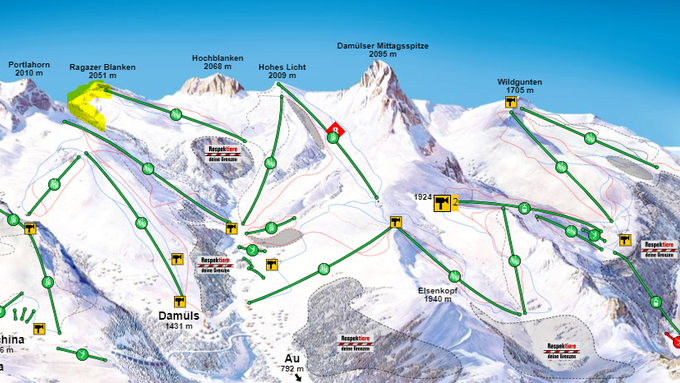 Verbotene Skiroute in Mellau-Damüls