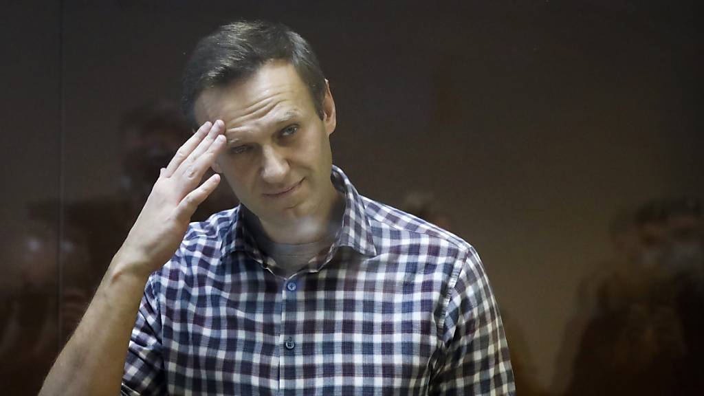 Alexei Nawalny, russischer Oppositionsführer, steht während seiner Verhandlung hinter einer Glasscheibe im Babuskinsky Bezirksgericht. (Archivbild) Foto: Alexander Zemlianichenko/AP/dpa