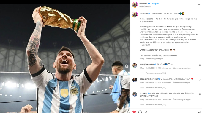 Messi knackt alle Insta-Rekorde und ist jetzt beliebter als das Ei