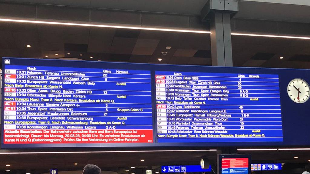 Strecke Bern bis Bern Weissenbühl unterbrochen