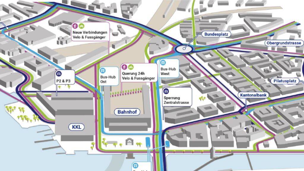 Strassenverkehr rund um den Bahnhof Luzern wird neu organisiert