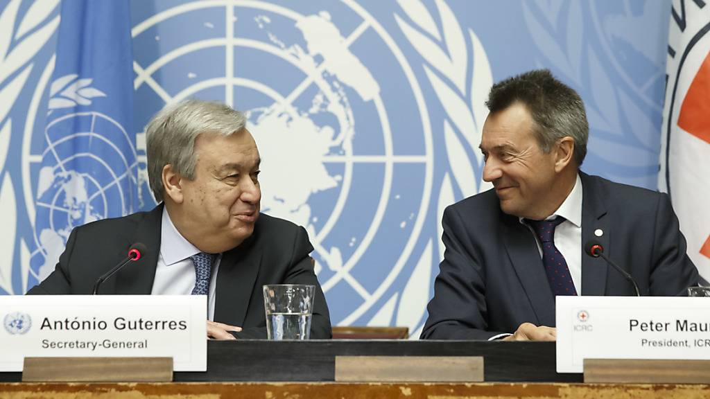 Uno-Generalsekretär Antonio Guterres und IKRK-Präsident Peter Maurer verlangen ein Ende von Luftangriffen auf Städte. Angriffe auf Zivilisten seien durch das humanitäre Völkerrecht «strengstens untersagt». (Archivbild)