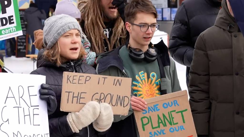 Aktivisten versammeln sich um Greta Thunberg zum Protest