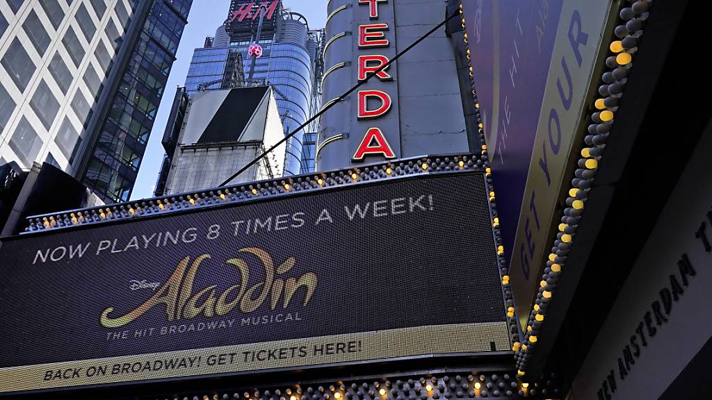 Der Eingang des New Amsterdam Theaters, in dem das Broadway-Musical «Aladdin» aufgeführt wird.