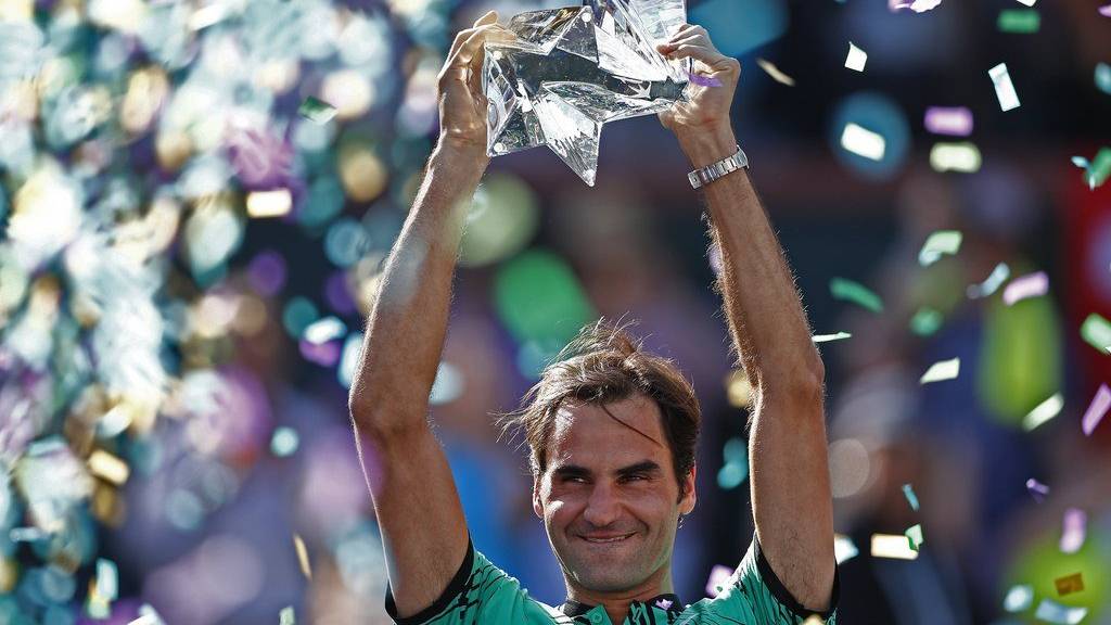 Roger Federer jubelt in Indian Wells