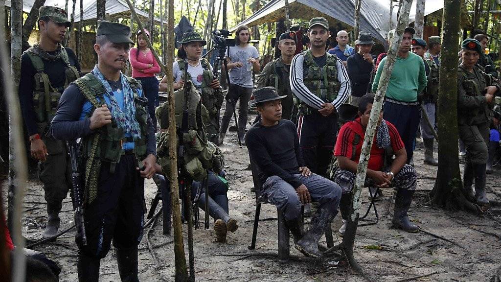 FARC-Mitglieder im Vorfeld des Referendums über den Friedensvertrag mit der kolumbianischen Regierung. Der Waffenstillstand, der eigentlich nur bis zur Abstimmung halten sollte, wurde um einen Monat verlängert. (Archivbild)