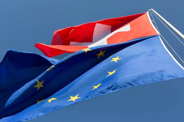 The flags of the EU and Switzerland do not always fly in the same direction.