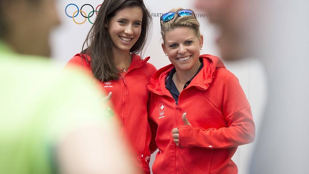 Die beiden Schweizer Olympia-Golferinnen Albane Valenzuela (links) und Fabienne In-Albon