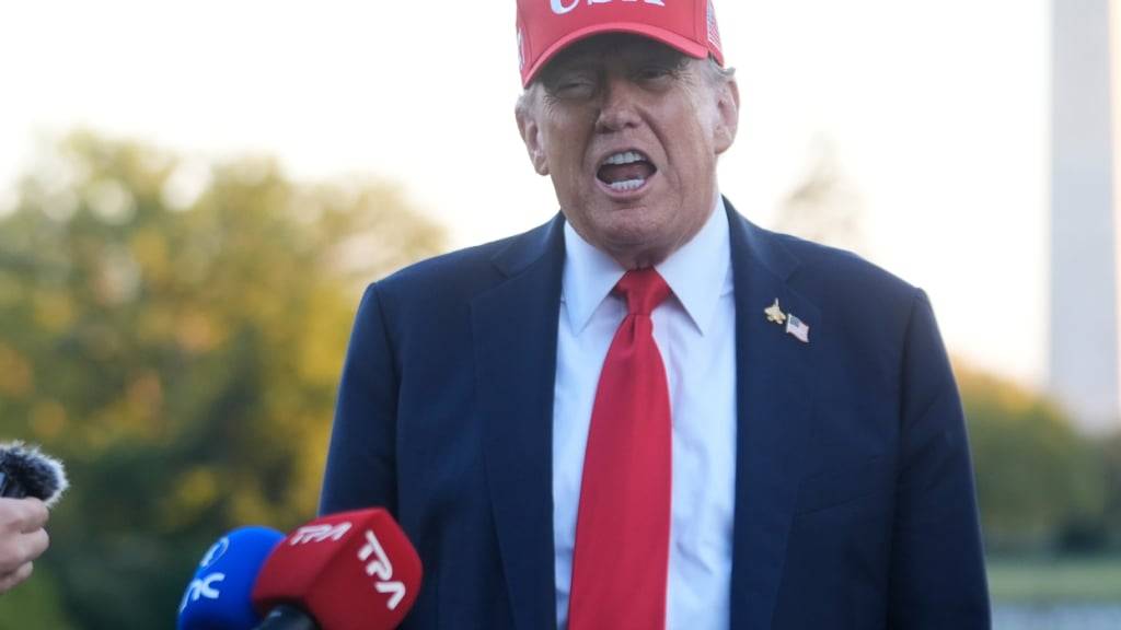 US-Präsident Donald Trump spricht mit Reportern nach seiner Ankunft auf dem South Lawn des Weißen Hauses. Foto: Manuel Balce Ceneta/AP/dpa