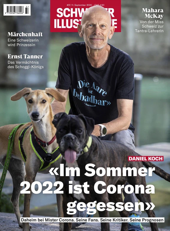Daniel Koch mit seinen Hunden auf dem Titelblatt der «Schweizer Illustrierten».