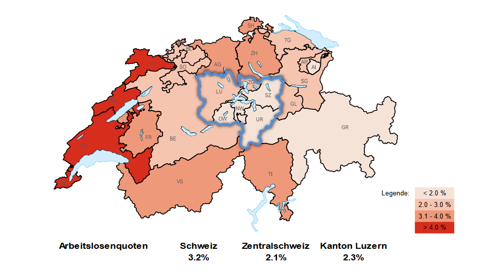 Arbeitslosenquote Schweiz und Zentralschweiz