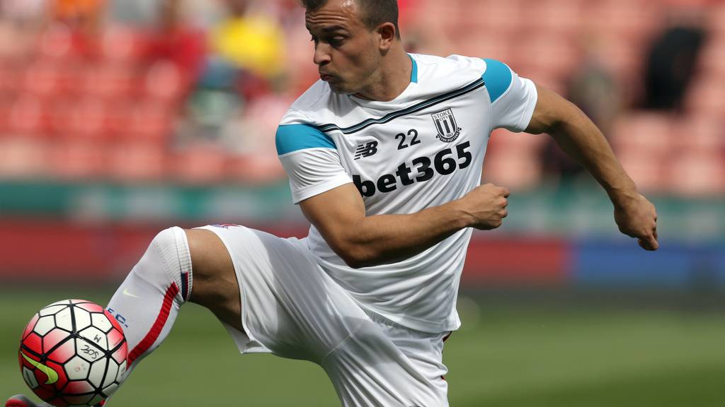 STOKE ON TRENT, ENGLAND - AUGUST 29:  Xherdan Shaqiri of Stoke City during the Barclays Premier League match between Stoke City and West Bromwich Albion at Britannia Stadium on August 29, 2015 in Stoke on Trent, England. (Photo by Clint Hughes/Getty Images)