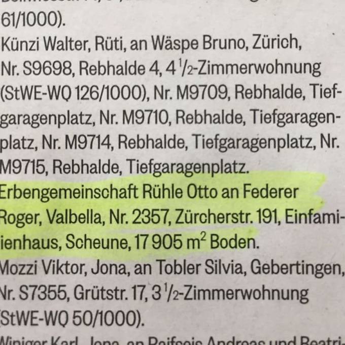 Roger Federer zieht nach Rapperswil-Jona