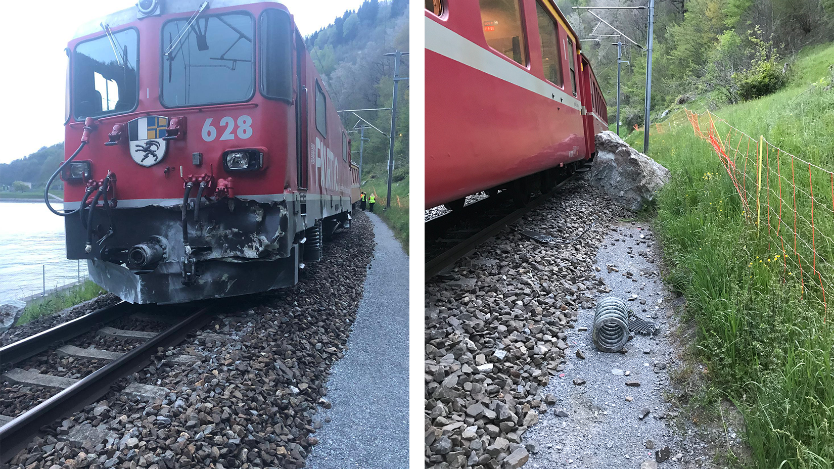 Ein Zug der RhB ist am Dienstagabend wegen eines Steines entgleist.