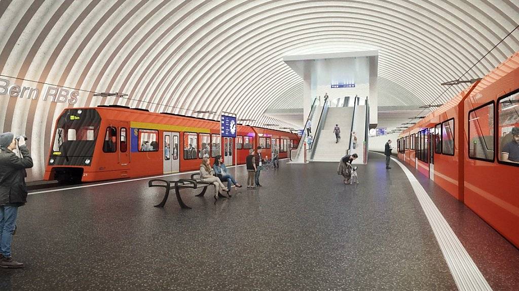 So wird gemäss einem Modellbild der neue Berner RBS-Tiefbahnhof aussehen.