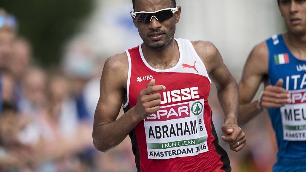Halbmarathon-Europameister Tadesse Abraham (im Bild während seines Gold-Laufs in Amsterdam) zählt auch zu den Weltbesten über die doppelte Distanz