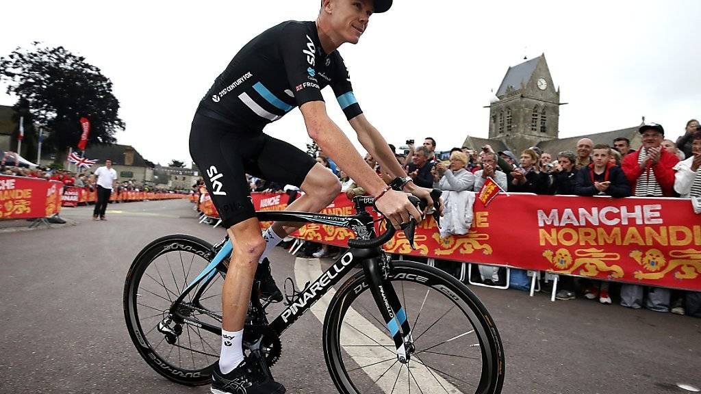 Christopher Froome strebt seinen dritten Gesamtsieg an der Tour de France an. Bei der Präsentation in Sainte-Mère Eglise zeigte sich der Brite zuversichtlich
