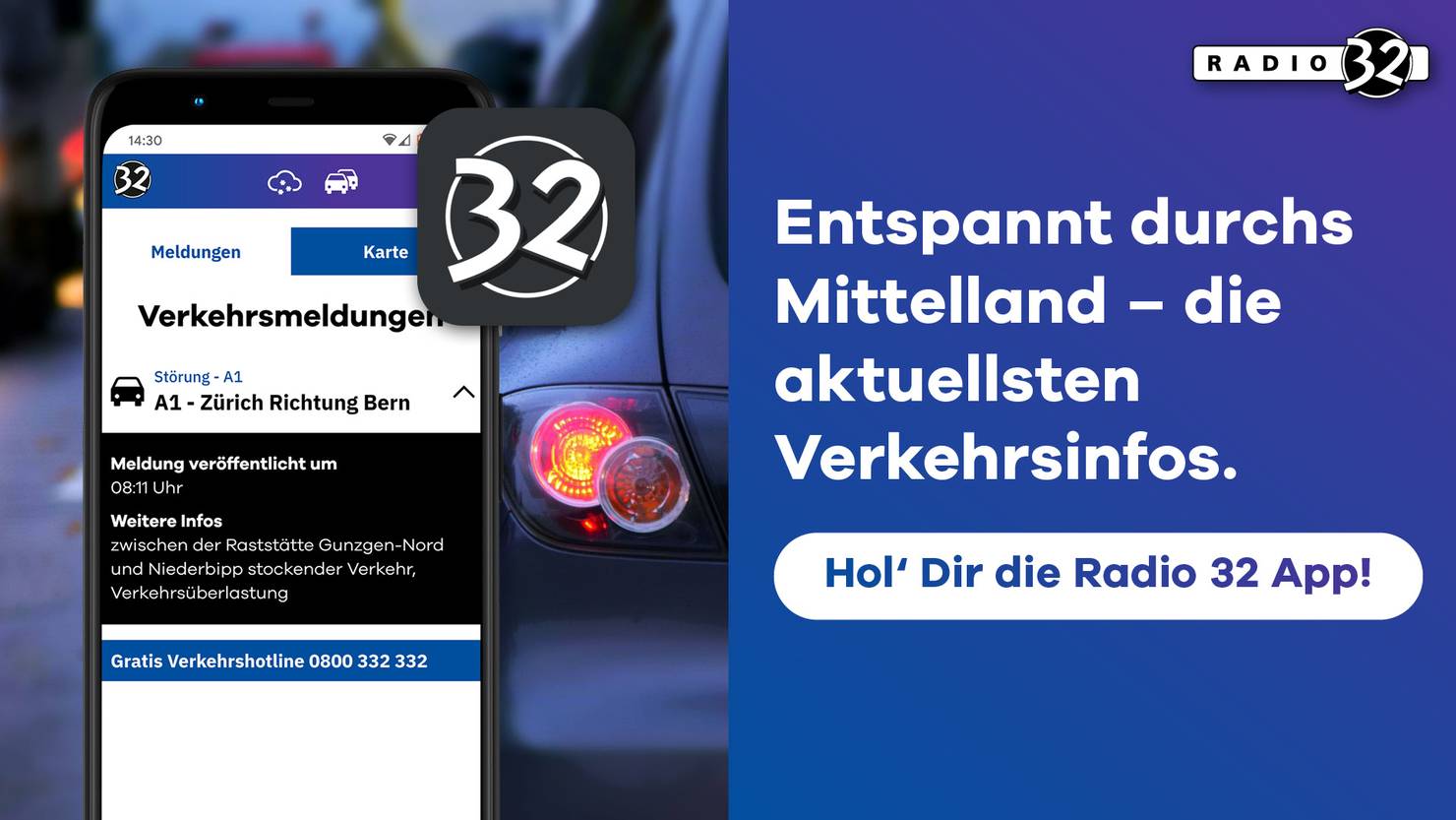 Hol dir hier die Radio 32App Radio 32