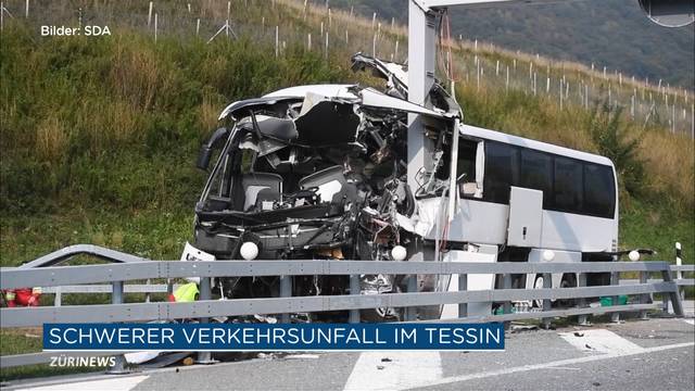 13 Verletzte nach Reisebus-Unfall im Tessin