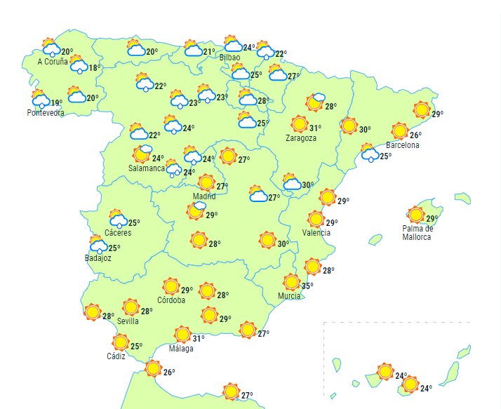 Wetter Spanien Montag 150724