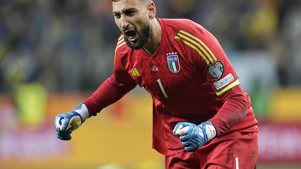 Die Freude von Italiens Goalie Gianluigi Donnarumma nach der geschafften Qualifikation für die Europameisterschaft im kommenden Sommer